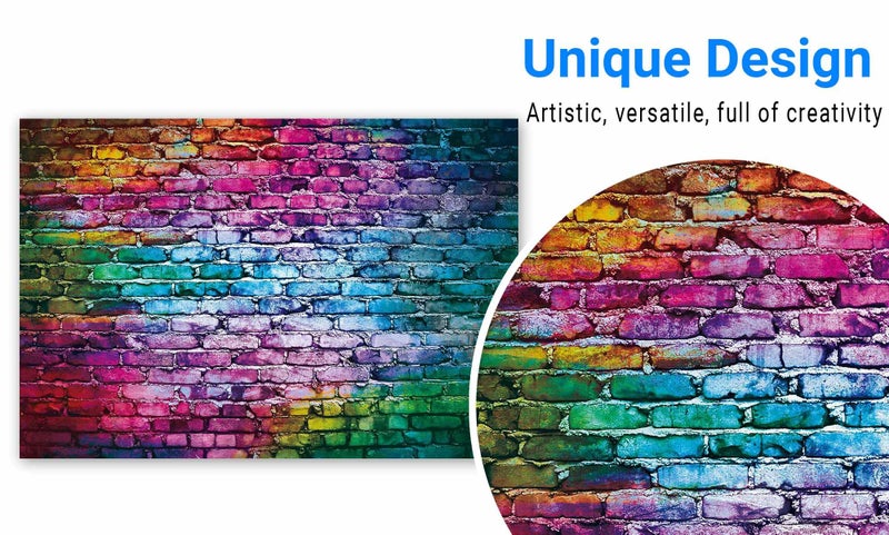 Funnytree 7x5ft Colorful Brick Wall Backdrop for 80's 90's Hip Hop Disco Birthday Wedding Graduation Themed Party Photography Background Retro Block Portrait Photo Studio Props Decorations Banner - Image 2